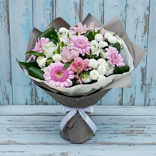 Букет цветов из:  Герберы, Альстромерии и Хризантемы в Убинском
