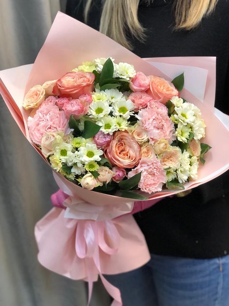 Букет цветов из: Гвоздики, Розы и Хризантемы в Убинском