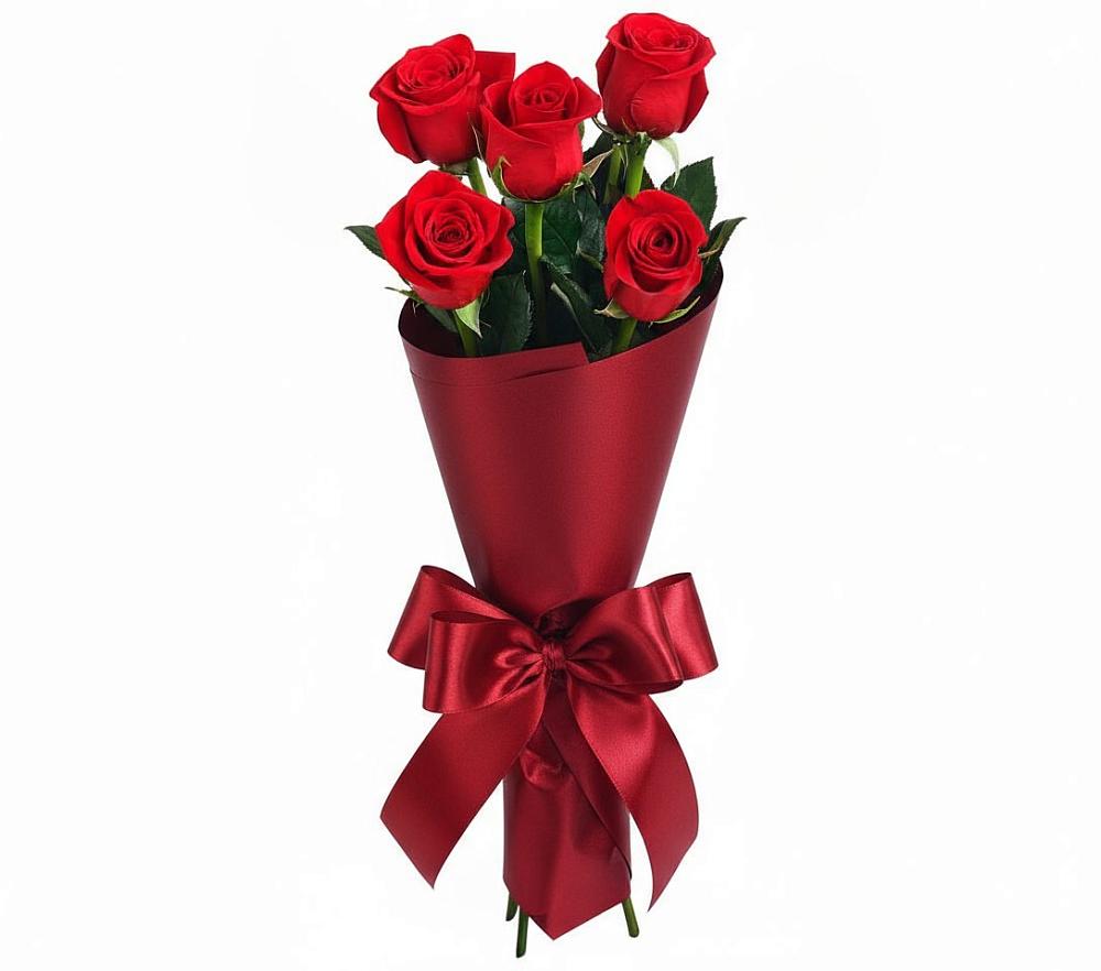 Букет 5 Красных роз Эдлесс Лав в Убинском