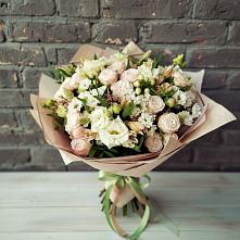 Букет цветов из:  Альстромерии, Розы и Хризантемы в Убинском