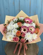 Букет цветов из:  Розы, Герберы и Хризантемы в Убинском