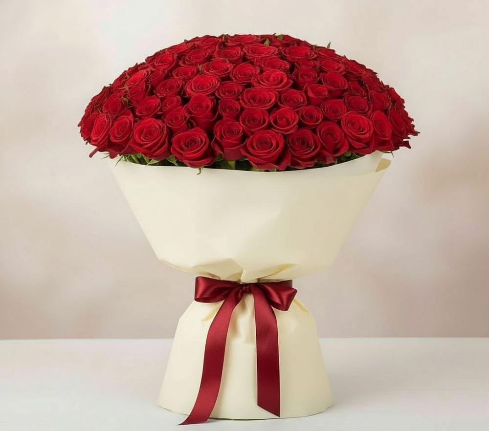 Букет 101 Красная роза Милано в Убинском
