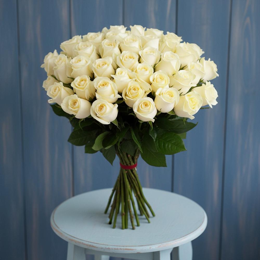 Букет 51 Белая роза Эдлесс Лав в Убинском