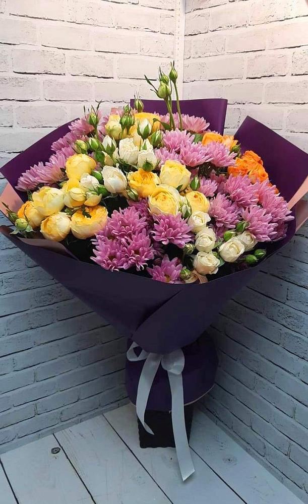 Букет цветов из: Хризантемы и Розы в Убинском