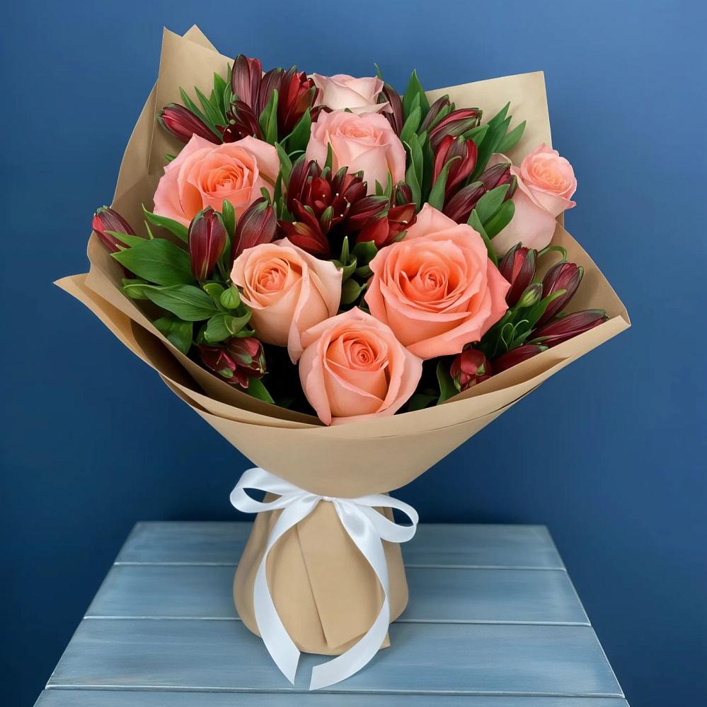 Букет цветов из: Розы и Альстромерии в Убинском