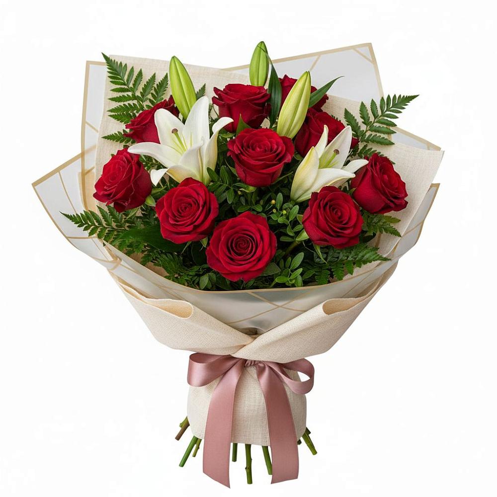 Букет цветов из: Лилии и Розы в Убинском