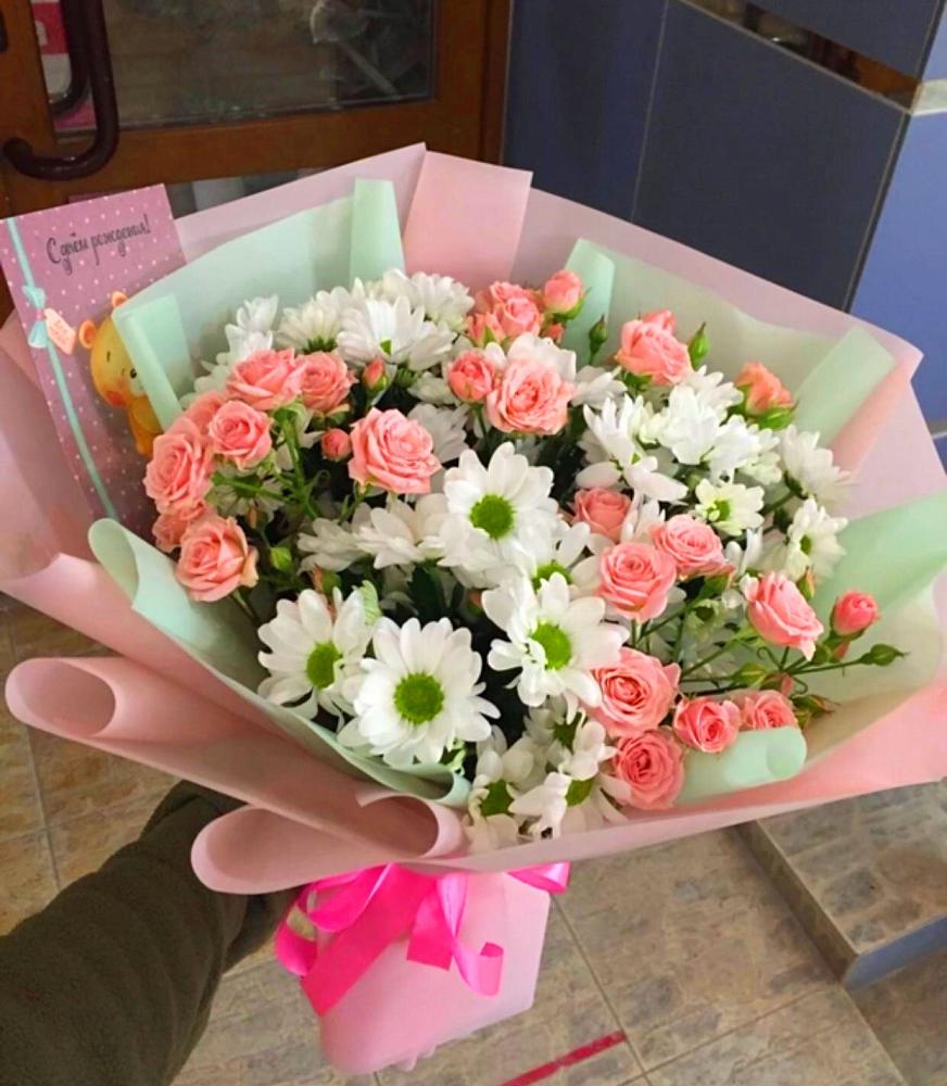 Букет цветов из: Розы и Хризантемы в Убинском