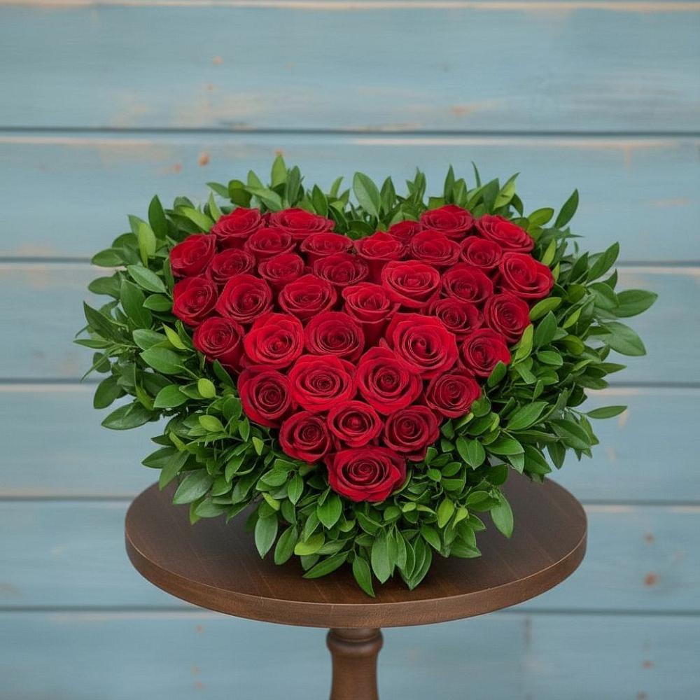 Цветочная композиция из Розы в виде сердца в Убинском