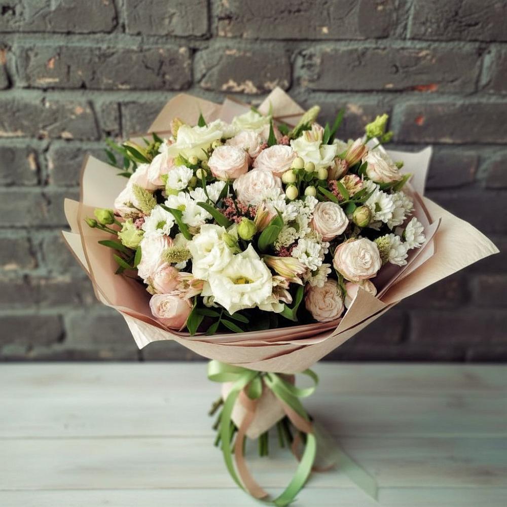Букет цветов из: Альстромерии, Розы и Хризантемы в Убинском