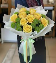 Букет цветов из:  Хризантемы и Розы в Убинском