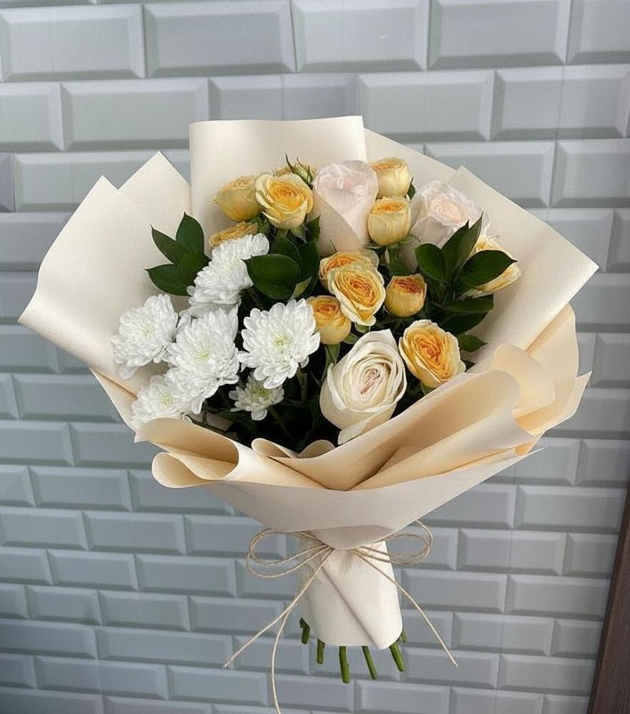 Букет цветов из: Розы и Хризантемы в Убинском