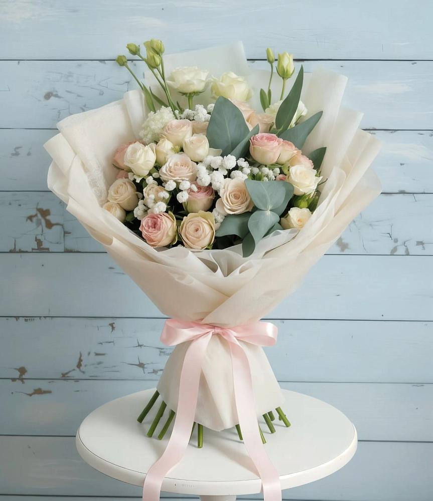 Букет цветов из: Розы и Лизиантусы в Убинском