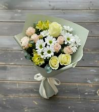 Букет цветов из:  Альстромерии, Розы и Хризантемы в Убинском