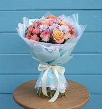 Букет цветов из:  Хризантемы и Розы в Убинском