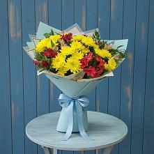 Букет цветов из:  Альстромерии и Хризантемы в Убинском