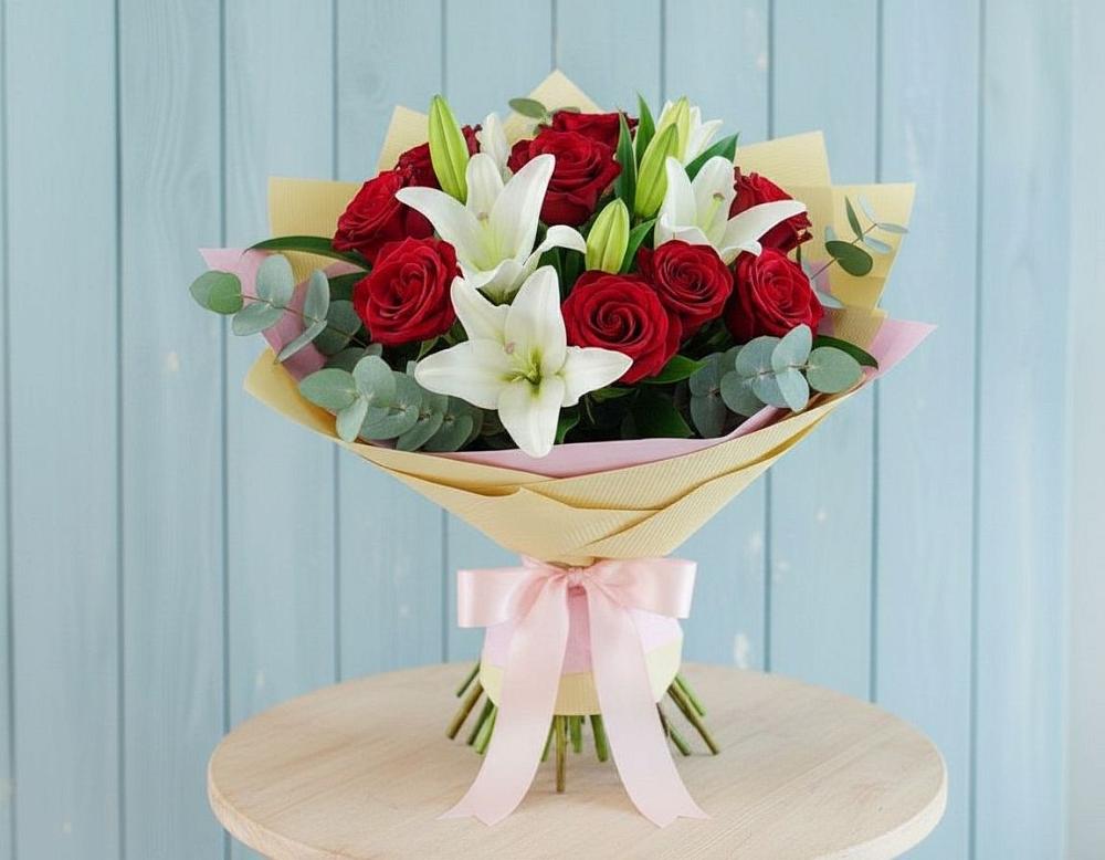 Букет цветов из: Лилии и Розы в Убинском